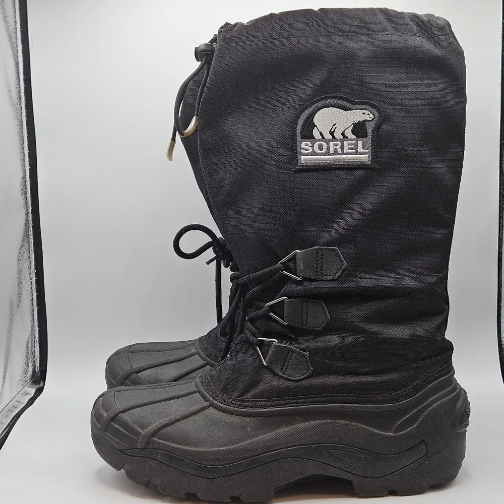 SOREL Kaufman Black Insulated Waterproof Glacier Winter Snow Boots size 8